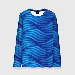 Лонгслив мужской Синие абстрактные волны, цвет: 3D-принт