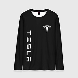 Мужской лонгслив Tesla Тесла логотип и надпись