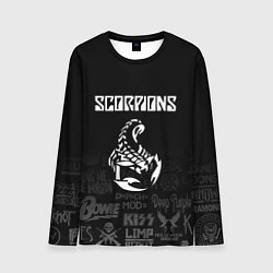 Лонгслив мужской Scorpions логотипы рок групп, цвет: 3D-принт