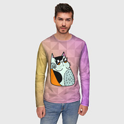 Лонгслив мужской Милый Абстрактный котик, цвет: 3D-принт — фото 2