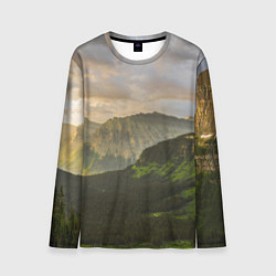 Лонгслив мужской Горы, лес, небо, цвет: 3D-принт