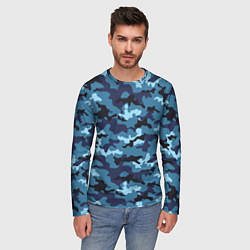 Лонгслив мужской Камуфляж Тёмно-Синий Camouflage Dark-Blue, цвет: 3D-принт — фото 2