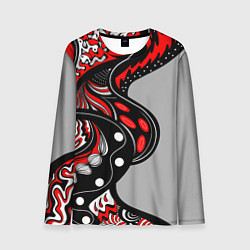 Лонгслив мужской Красно-чёрные дудлы, цвет: 3D-принт