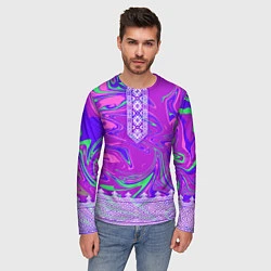 Лонгслив мужской Славянская рубаха с разводами, цвет: 3D-принт — фото 2