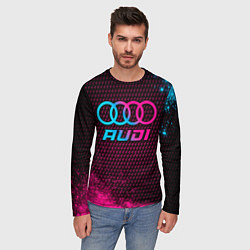 Лонгслив мужской Audi - neon gradient, цвет: 3D-принт — фото 2