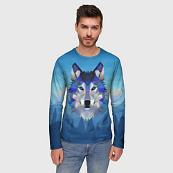 Лонгслив мужской Лоу Поли Волк Арт, цвет: 3D-принт — фото 2