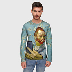 Лонгслив мужской Ван Гог Селфи - Арт Портрет, цвет: 3D-принт — фото 2