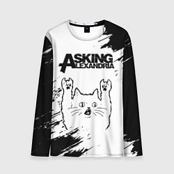 Лонгслив мужской Asking Alexandria рок кот на светлом фоне, цвет: 3D-принт