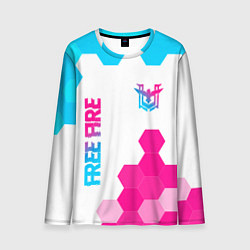 Мужской лонгслив Free Fire neon gradient style: символ и надпись ве