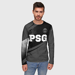Лонгслив мужской PSG sport на темном фоне: символ сверху, цвет: 3D-принт — фото 2