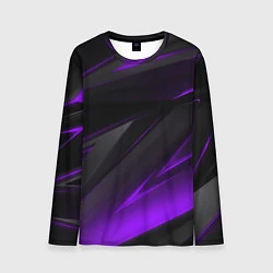 Лонгслив мужской Черно-фиолетовая геометрическая абстракция, цвет: 3D-принт