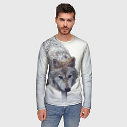 Лонгслив мужской Волк зимой, цвет: 3D-принт — фото 2