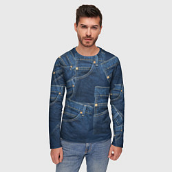 Лонгслив мужской Джинсовка jeans, цвет: 3D-принт — фото 2