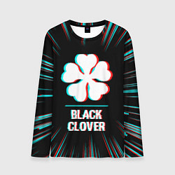 Лонгслив мужской Символ Black Clover в стиле glitch на темном фоне, цвет: 3D-принт