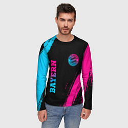 Лонгслив мужской Bayern - neon gradient: надпись, символ, цвет: 3D-принт — фото 2