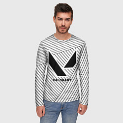 Лонгслив мужской Символ Valorant на светлом фоне с полосами, цвет: 3D-принт — фото 2