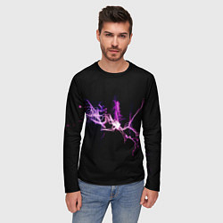 Лонгслив мужской Сверкающая молния во тьме, цвет: 3D-принт — фото 2