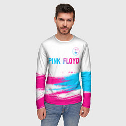 Лонгслив мужской Pink Floyd neon gradient style: символ сверху, цвет: 3D-принт — фото 2