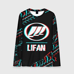 Мужской лонгслив Значок Lifan в стиле glitch на темном фоне
