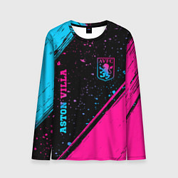 Лонгслив мужской Aston Villa - neon gradient: надпись, символ, цвет: 3D-принт