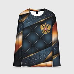 Лонгслив мужской Золотой герб России на объемном фоне, цвет: 3D-принт