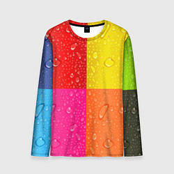 Лонгслив мужской Капли дождя на цветных подложках - паттерн, цвет: 3D-принт