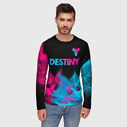 Лонгслив мужской Destiny - neon gradient: символ сверху, цвет: 3D-принт — фото 2