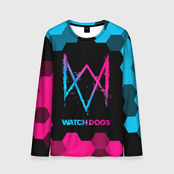 Лонгслив мужской Watch Dogs - neon gradient, цвет: 3D-принт