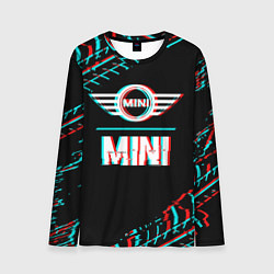 Лонгслив мужской Значок Mini в стиле glitch на темном фоне, цвет: 3D-принт