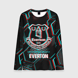 Лонгслив мужской Everton FC в стиле glitch на темном фоне, цвет: 3D-принт