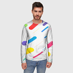 Лонгслив мужской Разноцветные круги и полосы, цвет: 3D-принт — фото 2