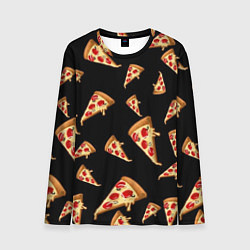 Лонгслив мужской Куски пиццы на черном фоне, цвет: 3D-принт