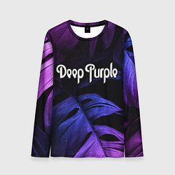 Лонгслив мужской Deep Purple neon monstera, цвет: 3D-принт