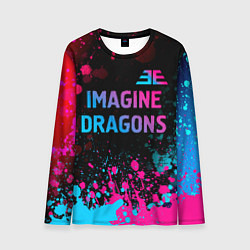 Мужской лонгслив Imagine Dragons - neon gradient: символ сверху