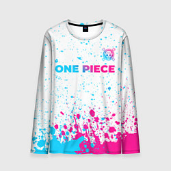 Лонгслив мужской One Piece neon gradient style: символ сверху, цвет: 3D-принт