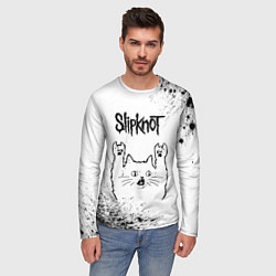 Лонгслив мужской Slipknot рок кот на светлом фоне, цвет: 3D-принт — фото 2