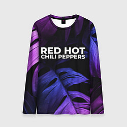 Лонгслив мужской Red Hot Chili Peppers neon monstera, цвет: 3D-принт