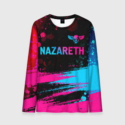 Мужской лонгслив Nazareth - neon gradient: символ сверху