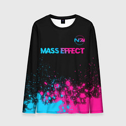 Лонгслив мужской Mass Effect - neon gradient: символ сверху, цвет: 3D-принт