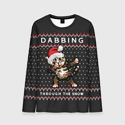 Мужской лонгслив Dabbing, through the snow, cat