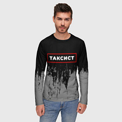 Лонгслив мужской Таксист - в красной рамке на темном, цвет: 3D-принт — фото 2