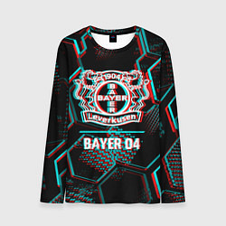 Лонгслив мужской Bayer 04 FC в стиле glitch на темном фоне, цвет: 3D-принт