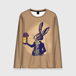Лонгслив мужской Кролик в костюме с подарком, цвет: 3D-принт