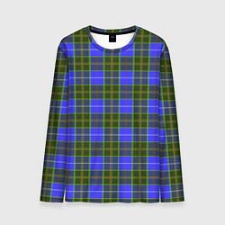 Лонгслив мужской Ткань Шотландка сине-зелёная, цвет: 3D-принт