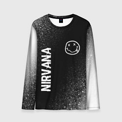 Лонгслив мужской Nirvana glitch на темном фоне: надпись, символ, цвет: 3D-принт