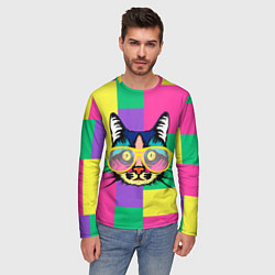Лонгслив мужской Кот в стиле поп-арт, цвет: 3D-принт — фото 2