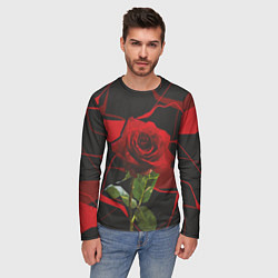 Лонгслив мужской Одинокая красная роза, цвет: 3D-принт — фото 2