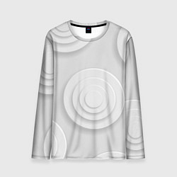 Лонгслив мужской Серый фон и абстрактные белые объёмные окружности, цвет: 3D-принт