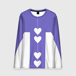 Лонгслив мужской Белые сердца на фиолетовом, цвет: 3D-принт