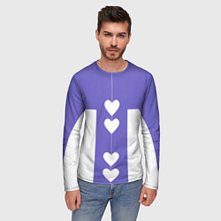 Лонгслив мужской Белые сердца на фиолетовом, цвет: 3D-принт — фото 2